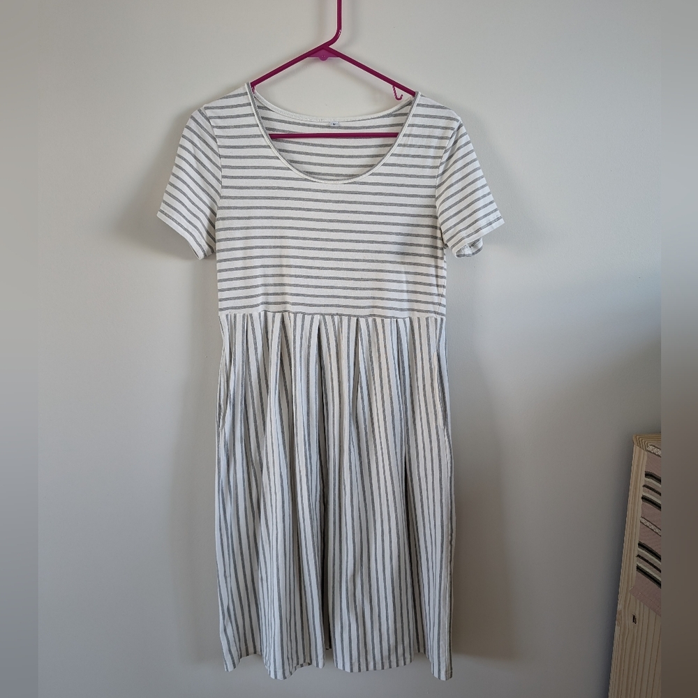 Striped Gray and White Dress